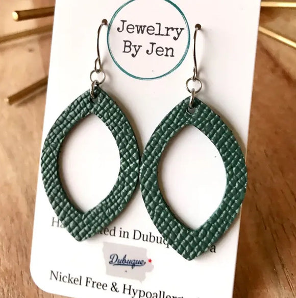 Hollow Leaf Earrings: Dark Green