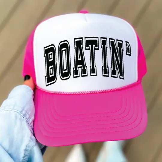 Boatin' Printed Hot Pink and White Trucker Hat