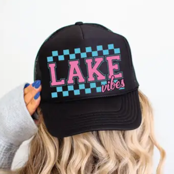 Lake Vibes Printed Foam Black Trucker Hat