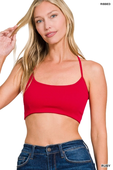 Seamless 3 Strap & Cross Back Bralette - Ruby