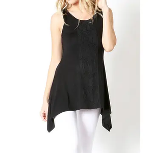 Lace Accent Sidetail Tunic - Black