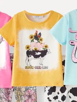 Girl's 2 PC Farm/Cow Print Set