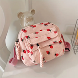 Corduroy Strawberry Shoulder Bag - Pink