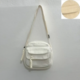 Corduroy Square Shoulder Bag - White