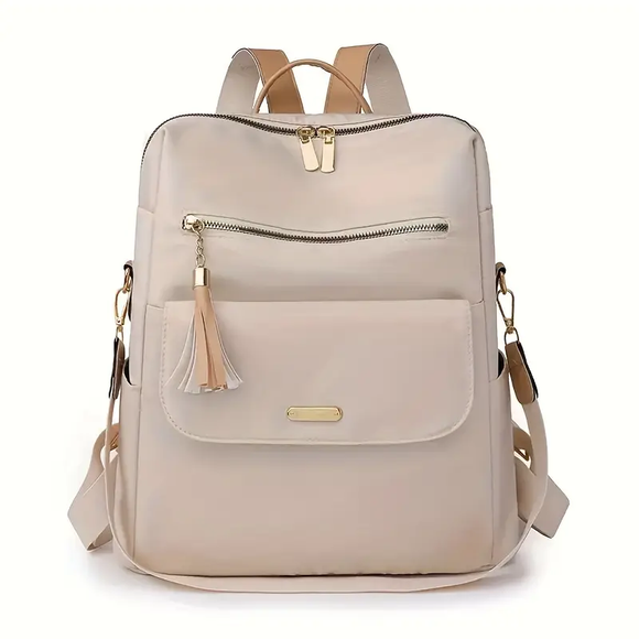Oxford Nylon Backpack - Beige