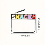 "SNACKS" Clear Large Capacity Pouch - Pink
