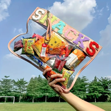 "SNACKS" Clear Large Capacity Pouch - Pink
