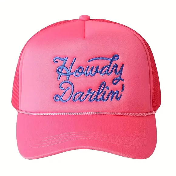 Howdy Darlin' Trucker Hat - Red Rose