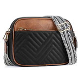 Quilted Messenger Bag - Black/Brown