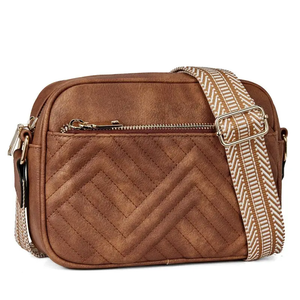 Quilted Messenger Bag - Brown