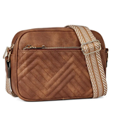 Quilted Messenger Bag - Brown