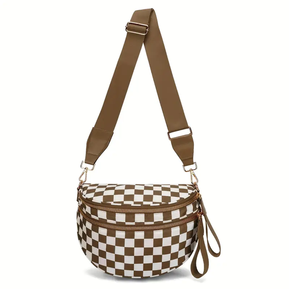 Adjustable Crossbody - Khaki/White