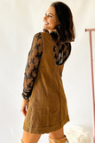 Khaki Corduroy Sleeveless Dress