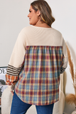 Curvy Waffle Colorblock Striped Plaid Patchwork Top