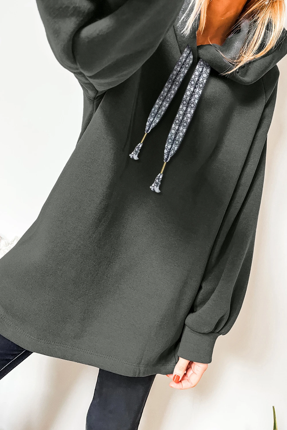 Fleece Lined Adjustable Drawstring Oversize Hoodie