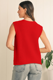 Knit Buttoned Sweater Vest - Red