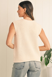 Knit Buttoned Sweater Vest - White
