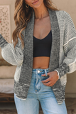 Chunky Knit Drop Sleeve Cardigan - Grey