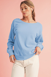 Bow Round Neck Sweatshirt - Blue