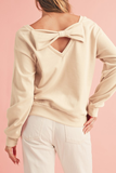 Bow Round Neck Sweatshirt - Cream