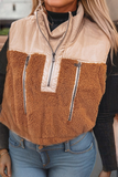 Plush Color Block Sherpa Half-Zip Vest