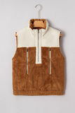 Plush Color Block Sherpa Half-Zip Vest