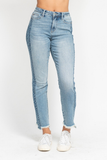 Judy Blue Vintage Wash Side Panel Fray Denim