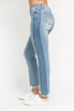 Judy Blue Vintage Wash Side Panel Fray Denim