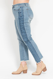 Curvy Judy Blue Vintage Wash Side Panel Fray Denim