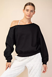 French Terry Off Shoulder Sweatshirt - Black