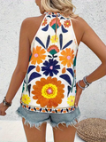 High Neck Floral Tank