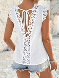 White Casual Floral Back Blouse