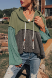 Laurel Green Waffle Knit Hooded Top