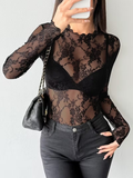 Black Long Sleeve Lace Top