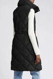 Black Longline Quilted Puffer Vest