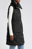 Black Longline Quilted Puffer Vest