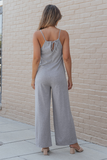 Gray Spaghetti Strap Wide Leg Jumpsuit