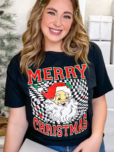 Checkerboard Santa Graphic Tee