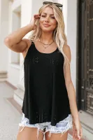 Black Eyelet Strappy Black Tank