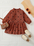 Baby Girl Brown Heart Collared Dress