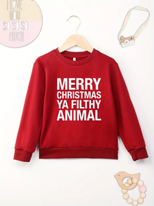 Kid's "Merry Christmas Ya Filthy Animal" Crewneck