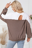 Khaki Colorblock Cutout Pullover