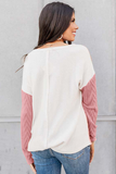 Pink Long Sleeve Colorblock Knit Top