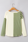 Green & Khaki Striped Long Sleeve Top