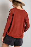 Orange Cold Shoulder Long Sleeve Top