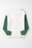 Green Colorblock Pocket Sweater