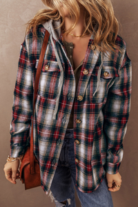 Red Plaid Hooded Shacket