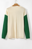 Curvy Green Colorblock Pocket Sweater