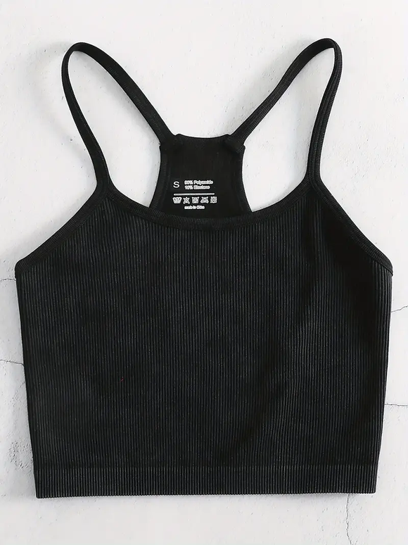 Seamless Ribbed Camisole - Black