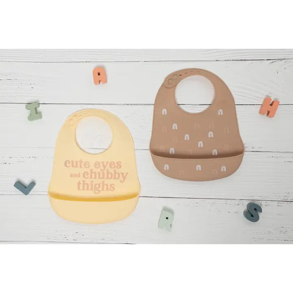 Silicone Bib Set, Cute Eyes & Chubby Thighs